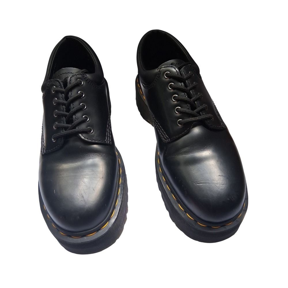 Dr. Martens 8053 Quad Platform Black Leather 5-Eye Padded Collar Shoe Womens 10